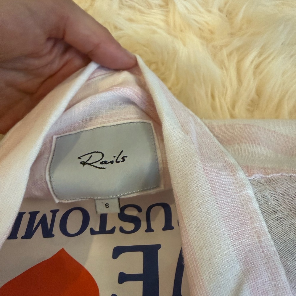 RAILS Striped Button-Down Shirt in Light Pink and White - Picture 5 of 5